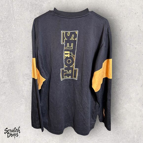 Vintage Nike Sweatshirt Size Large 25x30 Black Yellow Retro Crewneck Pullover - Picture 4 of 5